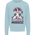 I Love Mooosic Funny Cow DJ Kids Sweatshirt Jumper Light Blue