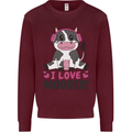 I Love Mooosic Funny Cow DJ Kids Sweatshirt Jumper Maroon