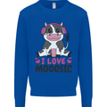 I Love Mooosic Funny Cow DJ Kids Sweatshirt Jumper Royal Blue