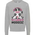 I Love Mooosic Funny Cow DJ Kids Sweatshirt Jumper Sports Grey