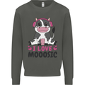 I Love Mooosic Funny Cow DJ Kids Sweatshirt Jumper Storm Grey