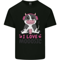 I Love Mooosic Funny Cow DJ Kids T-Shirt Childrens Black