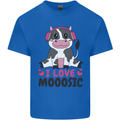 I Love Mooosic Funny Cow DJ Kids T-Shirt Childrens Royal Blue