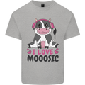 I Love Mooosic Funny Cow DJ Kids T-Shirt Childrens Sports Grey