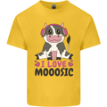 I Love Mooosic Funny Cow DJ Kids T-Shirt Childrens Yellow