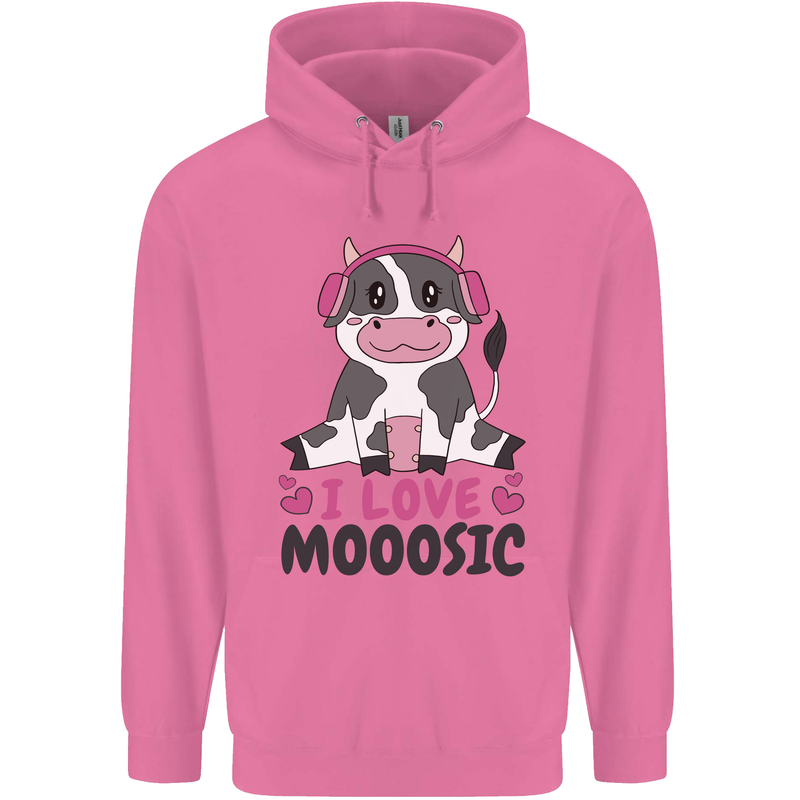 I Love Mooosic Funny Cow DJ Mens 80% Cotton Hoodie Azelea