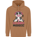 I Love Mooosic Funny Cow DJ Mens 80% Cotton Hoodie Caramel Latte