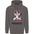 I Love Mooosic Funny Cow DJ Mens 80% Cotton Hoodie Charcoal