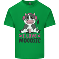 I Love Mooosic Funny Cow DJ Mens Cotton T-Shirt Tee Top Irish Green