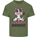 I Love Mooosic Funny Cow DJ Mens Cotton T-Shirt Tee Top Military Green