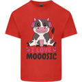 I Love Mooosic Funny Cow DJ Mens Cotton T-Shirt Tee Top Red