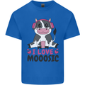 I Love Mooosic Funny Cow DJ Mens Cotton T-Shirt Tee Top Royal Blue