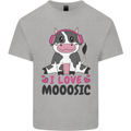 I Love Mooosic Funny Cow DJ Mens Cotton T-Shirt Tee Top Sports Grey
