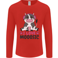 I Love Mooosic Funny Cow DJ Mens Long Sleeve T-Shirt Red