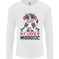 I Love Mooosic Funny Cow DJ Mens Long Sleeve T-Shirt White