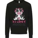 I Love Mooosic Funny Cow DJ Mens Sweatshirt Jumper Black
