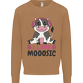 I Love Mooosic Funny Cow DJ Mens Sweatshirt Jumper Caramel Latte