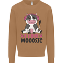 I Love Mooosic Funny Cow DJ Mens Sweatshirt Jumper Caramel Latte