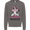 I Love Mooosic Funny Cow DJ Mens Sweatshirt Jumper Charcoal