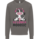 I Love Mooosic Funny Cow DJ Mens Sweatshirt Jumper Charcoal