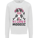 I Love Mooosic Funny Cow DJ Mens Sweatshirt Jumper White