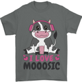 I Love Mooosic Funny Cow DJ Mens T-Shirt 100% Cotton Charcoal