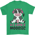 I Love Mooosic Funny Cow DJ Mens T-Shirt 100% Cotton Irish Green