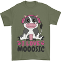 I Love Mooosic Funny Cow DJ Mens T-Shirt 100% Cotton Military Green