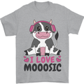 I Love Mooosic Funny Cow DJ Mens T-Shirt 100% Cotton Sports Grey