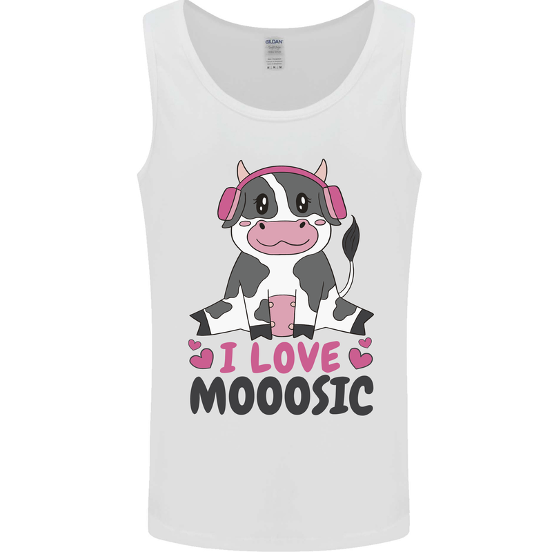 I Love Mooosic Funny Cow DJ Mens Vest Tank Top White