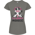 I Love Mooosic Funny Cow DJ Womens Petite Cut T-Shirt Charcoal