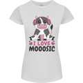 I Love Mooosic Funny Cow DJ Womens Petite Cut T-Shirt White