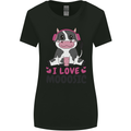 I Love Mooosic Funny Cow DJ Womens Wider Cut T-Shirt Black