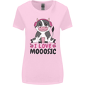 I Love Mooosic Funny Cow DJ Womens Wider Cut T-Shirt Light Pink