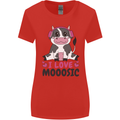 I Love Mooosic Funny Cow DJ Womens Wider Cut T-Shirt Red