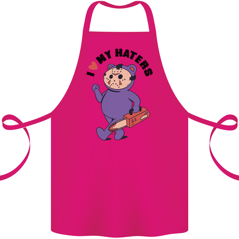 I Love My Haters Funny Halloween Cotton Apron 100% Organic Pink