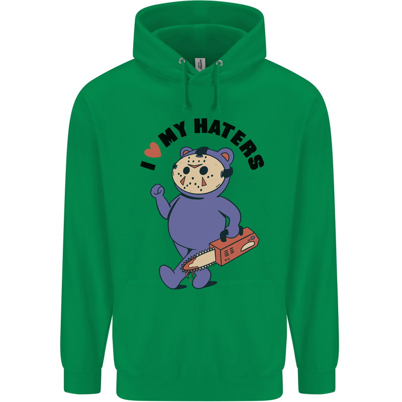 I Love My Haters Funny Halloween Mens 80% Cotton Hoodie Irish Green