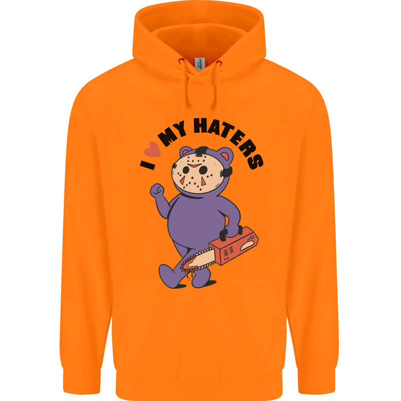 I Love My Haters Funny Halloween Mens 80% Cotton Hoodie Orange
