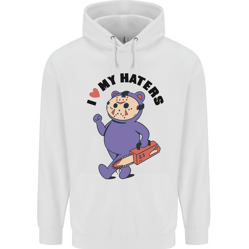 I Love My Haters Funny Halloween Mens 80% Cotton Hoodie White