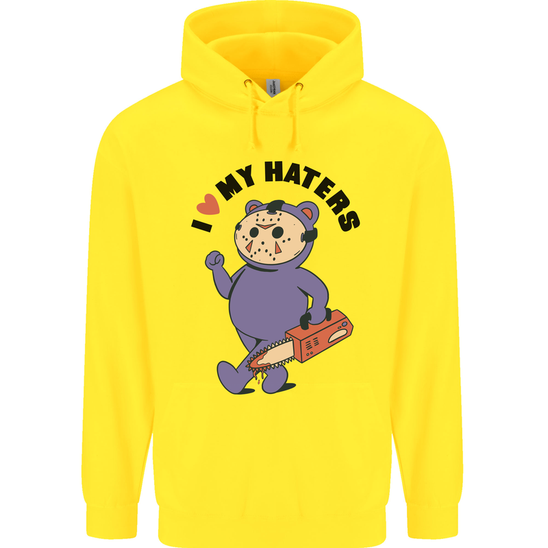 I Love My Haters Funny Halloween Mens 80% Cotton Hoodie Yellow
