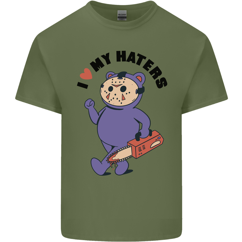 I Love My Haters Funny Halloween Mens Cotton T-Shirt Tee Top Military Green