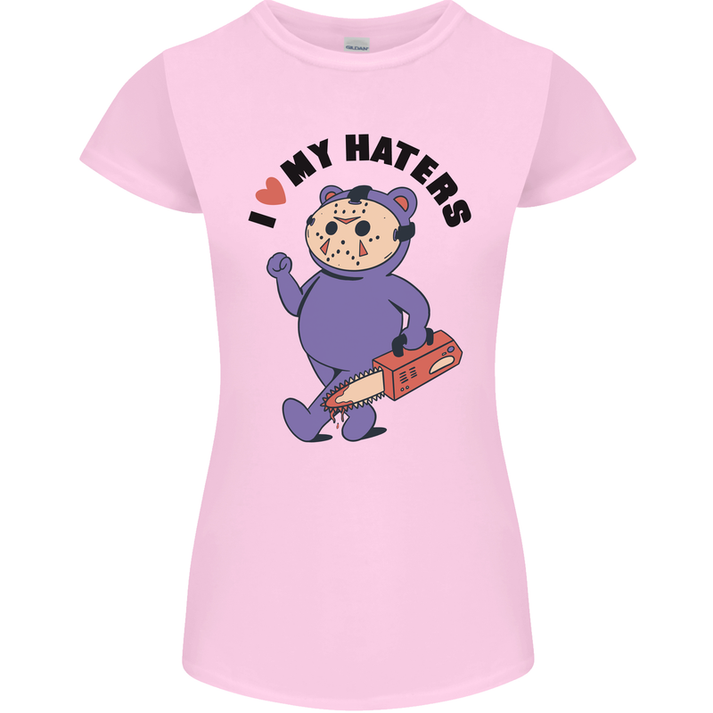 I Love My Haters Funny Halloween Womens Petite Cut T-Shirt Light Pink