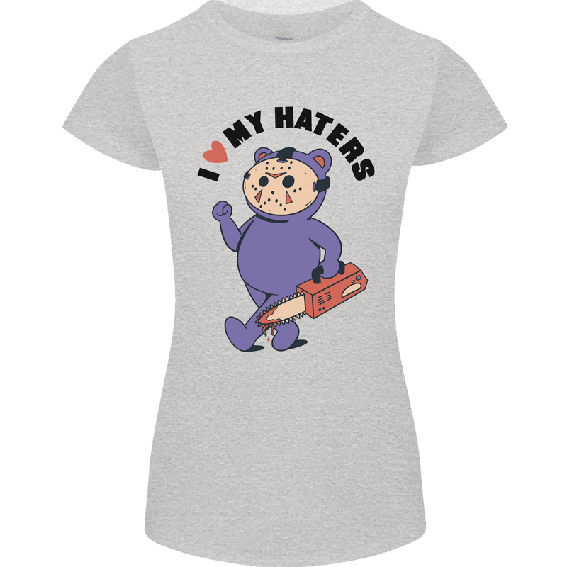 I Love My Haters Funny Halloween Womens Petite Cut T-Shirt Sports Grey