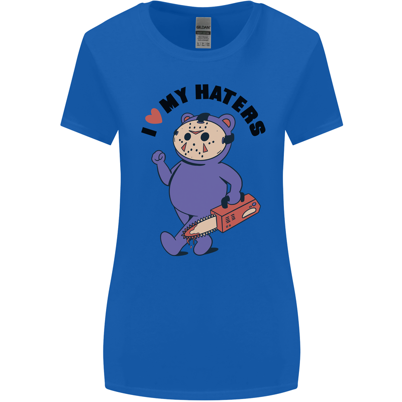 I Love My Haters Funny Halloween Womens Wider Cut T-Shirt Royal Blue