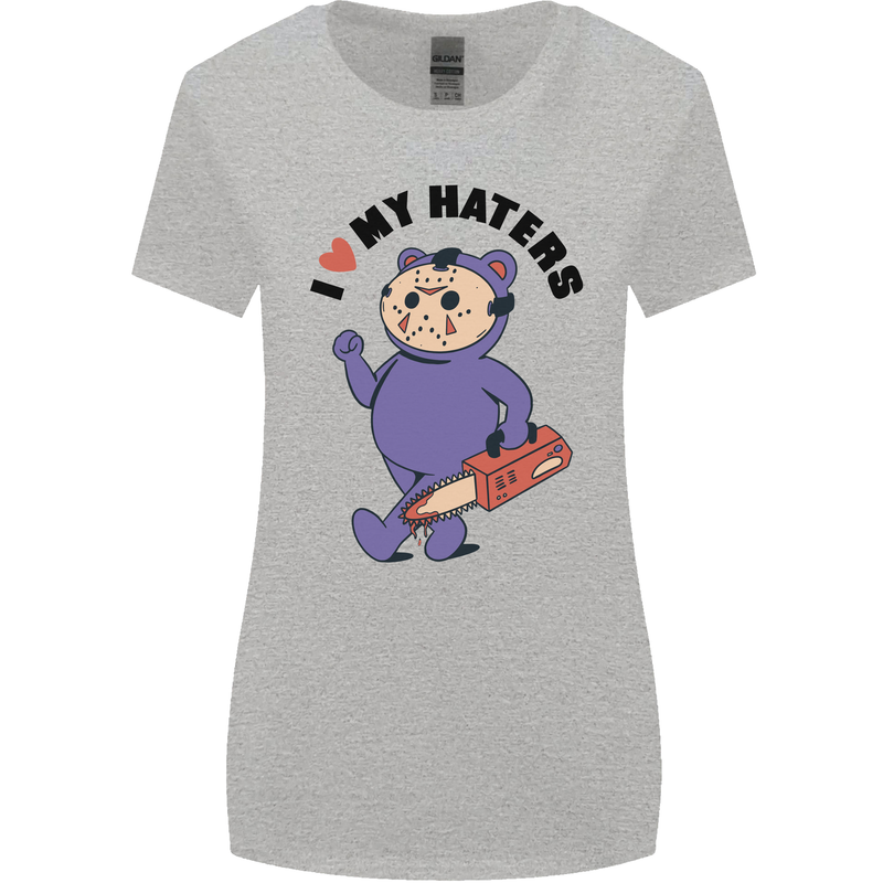 I Love My Haters Funny Halloween Womens Wider Cut T-Shirt Sports Grey