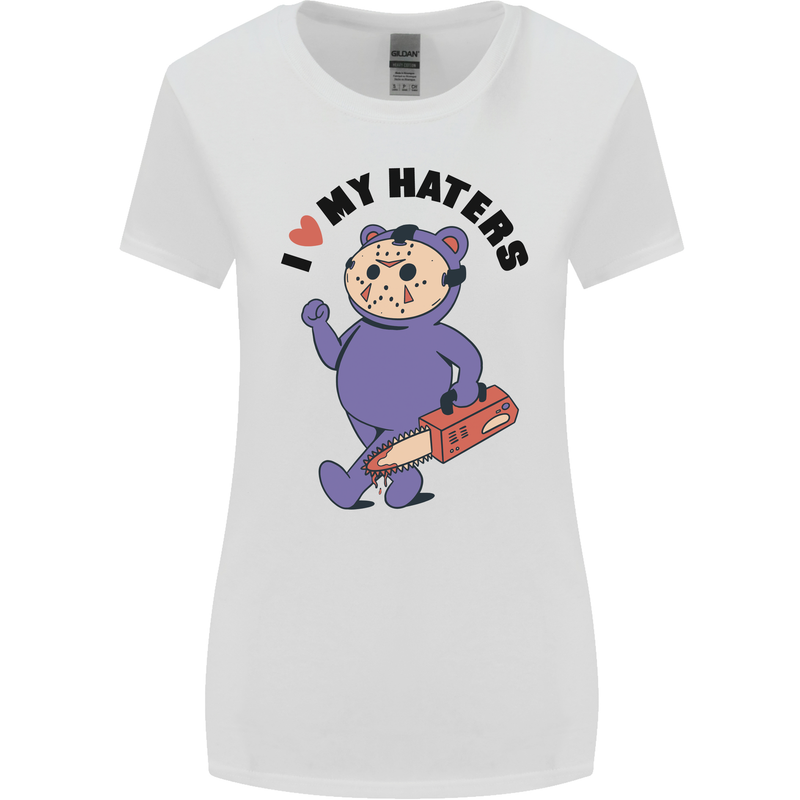 I Love My Haters Funny Halloween Womens Wider Cut T-Shirt White
