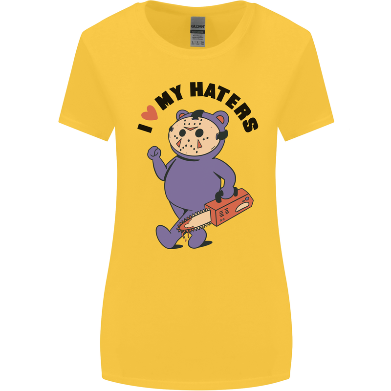 I Love My Haters Funny Halloween Womens Wider Cut T-Shirt Yellow