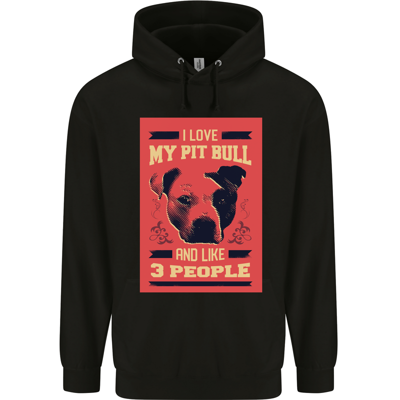 I Love My Pitbull & 3 People Funny Childrens Kids Hoodie Black