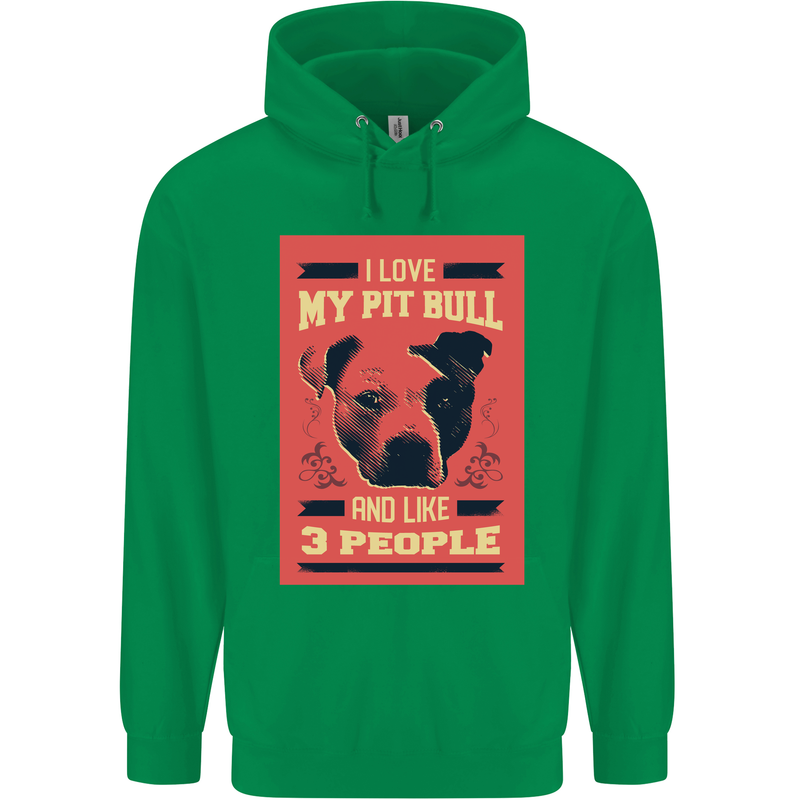 I Love My Pitbull & 3 People Funny Childrens Kids Hoodie Irish Green