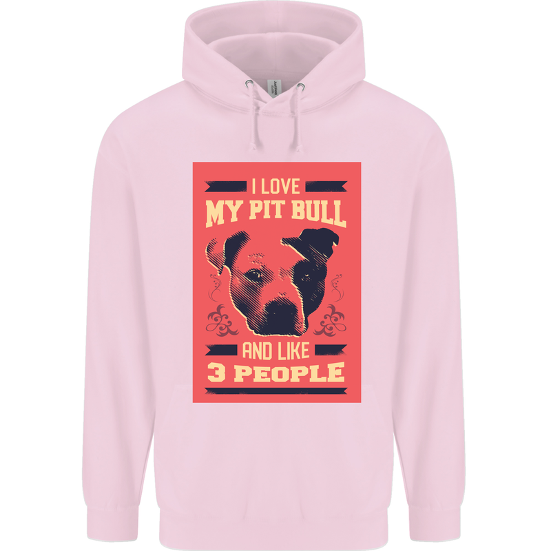 I Love My Pitbull & 3 People Funny Childrens Kids Hoodie Light Pink
